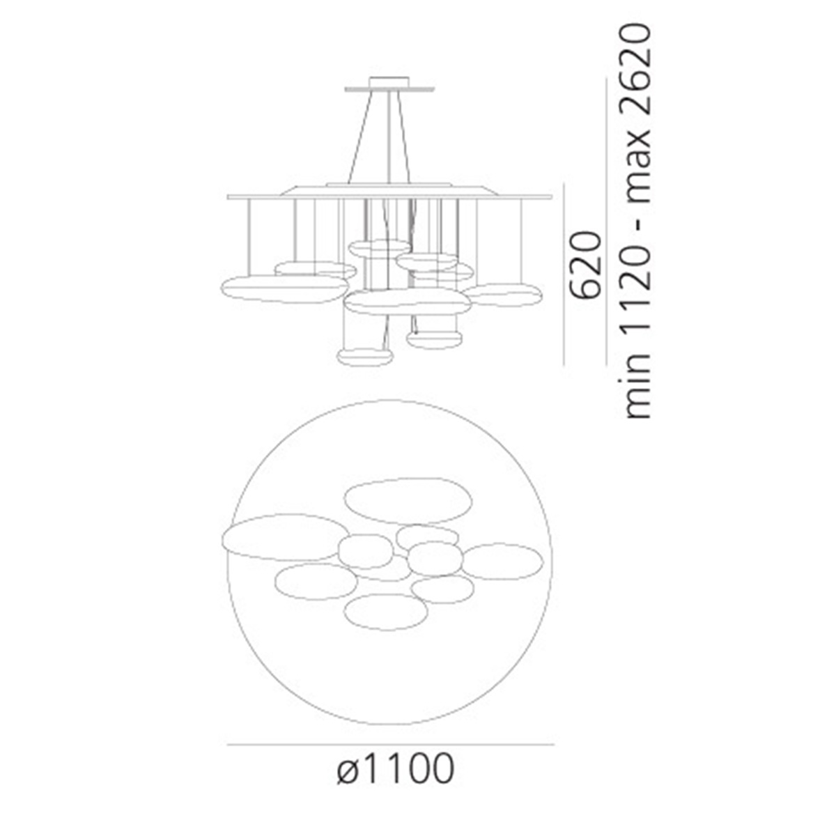 Artemide Mercury LED Sospensione, Maßzeichnung