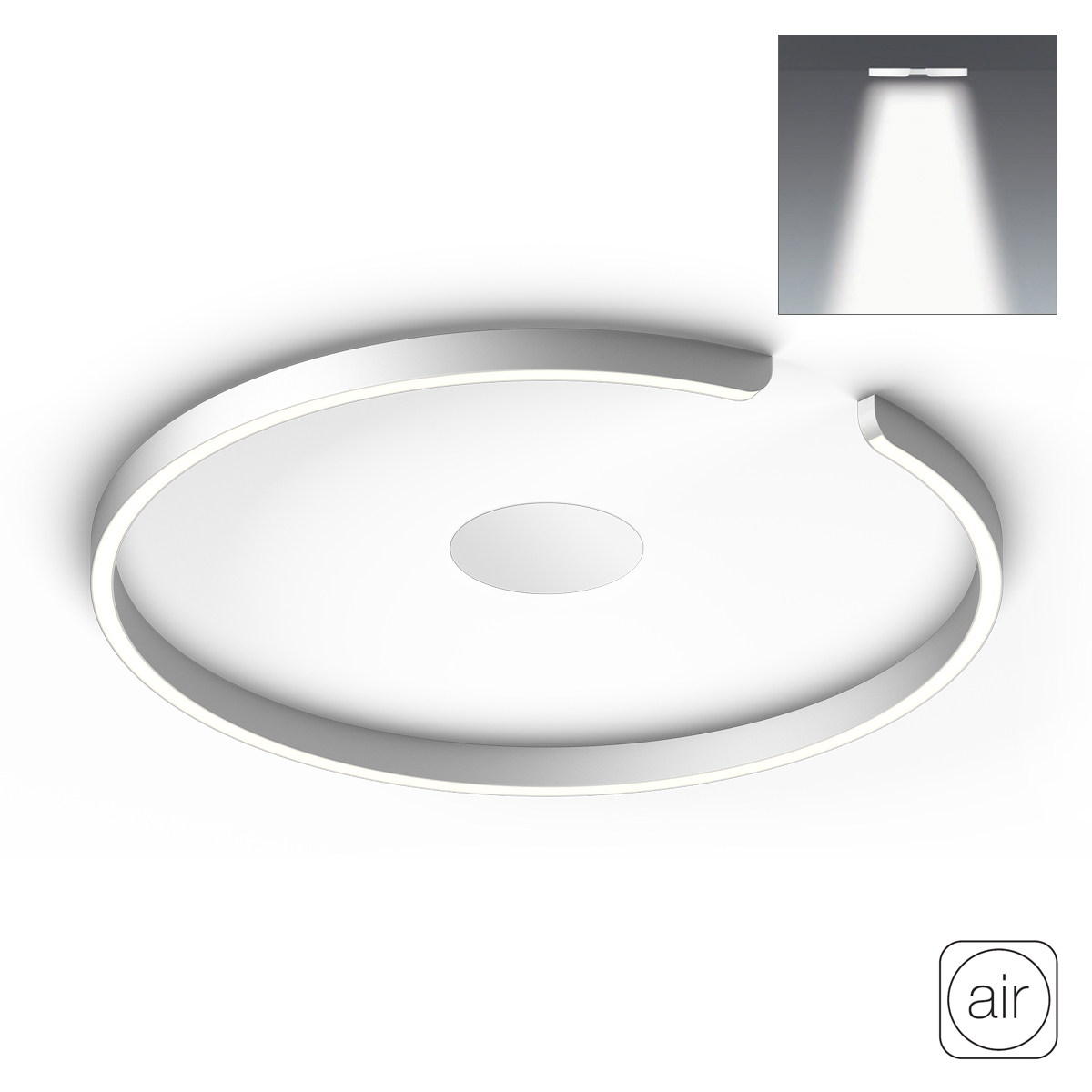 Occhio Mito soffitto 60 flat "air" narrow LED Deckenleuchte, Silber matt