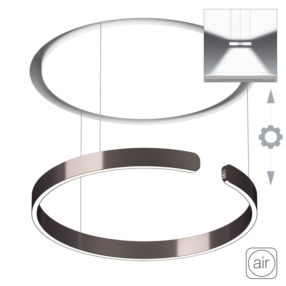 Occhio Mito cosmo 60 move "air" wide Pendelleuchte, phantom