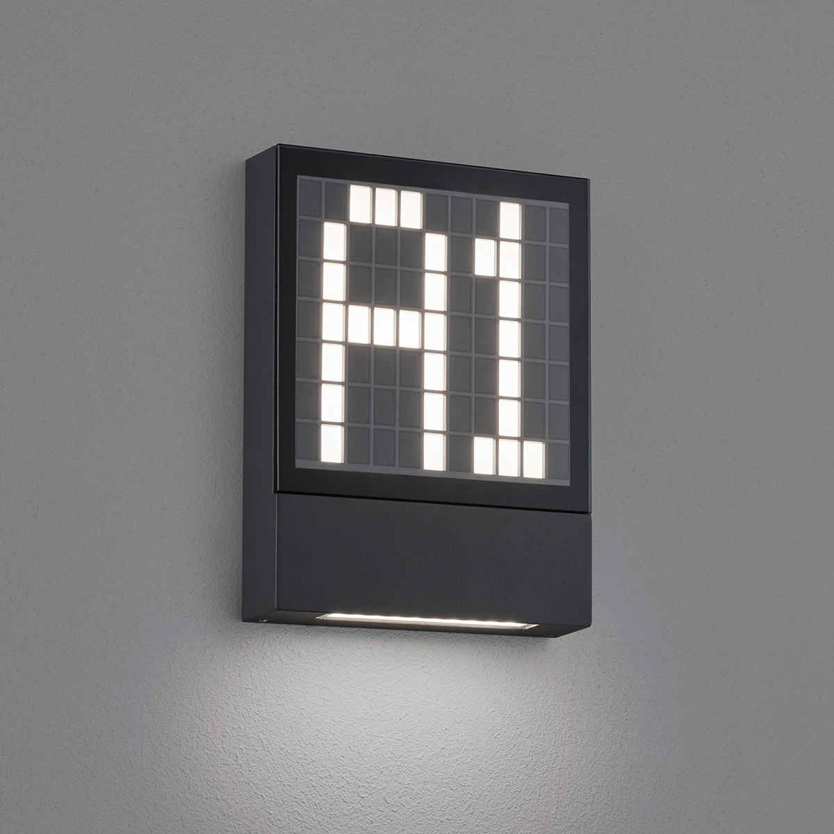 Helestra Dial LED Dial LED Hausnummern- / Außenwandleuchte, graphit, frei gestaltbare Leuchtenfront mit der Hausnummer A1