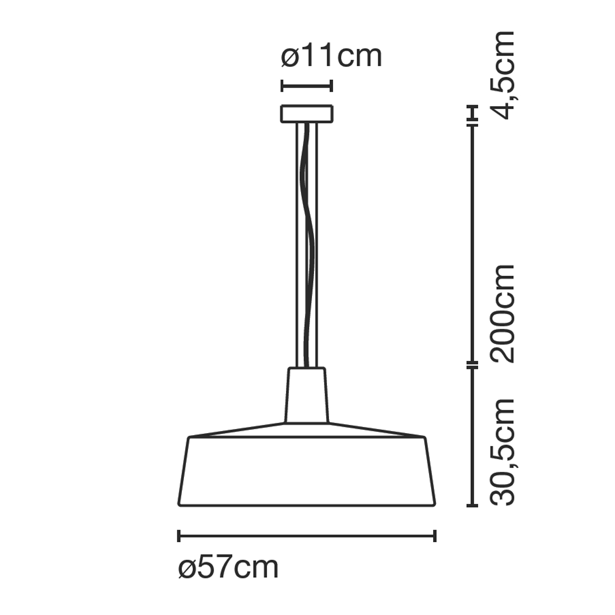 Marset Soho 57 LED Pendelleuchte, Maßzeichnung