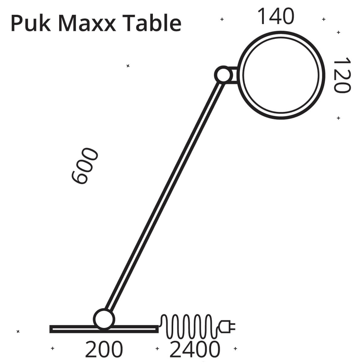 Top Light Puk Maxx Table Tischleuchte, 60 cm, Maßzeichnung
