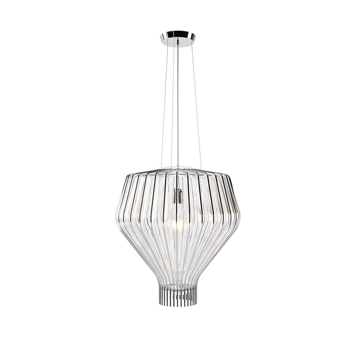 Fabbian Saya Pendelleuchte, transparent, Ø: 48 cm, transparent - Chrom