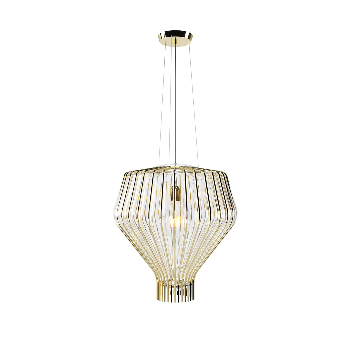 Fabbian Saya Pendelleuchte, transparent, Ø: 48 cm, transparent - Gold