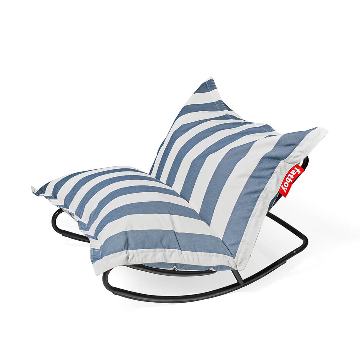 Fatboy Rock 'n Roll Schaukelstuhl & Original Outdoor Sitzsack, Combi Deal, Sitzsack: Stripe Ocean blue (weiß-blau)