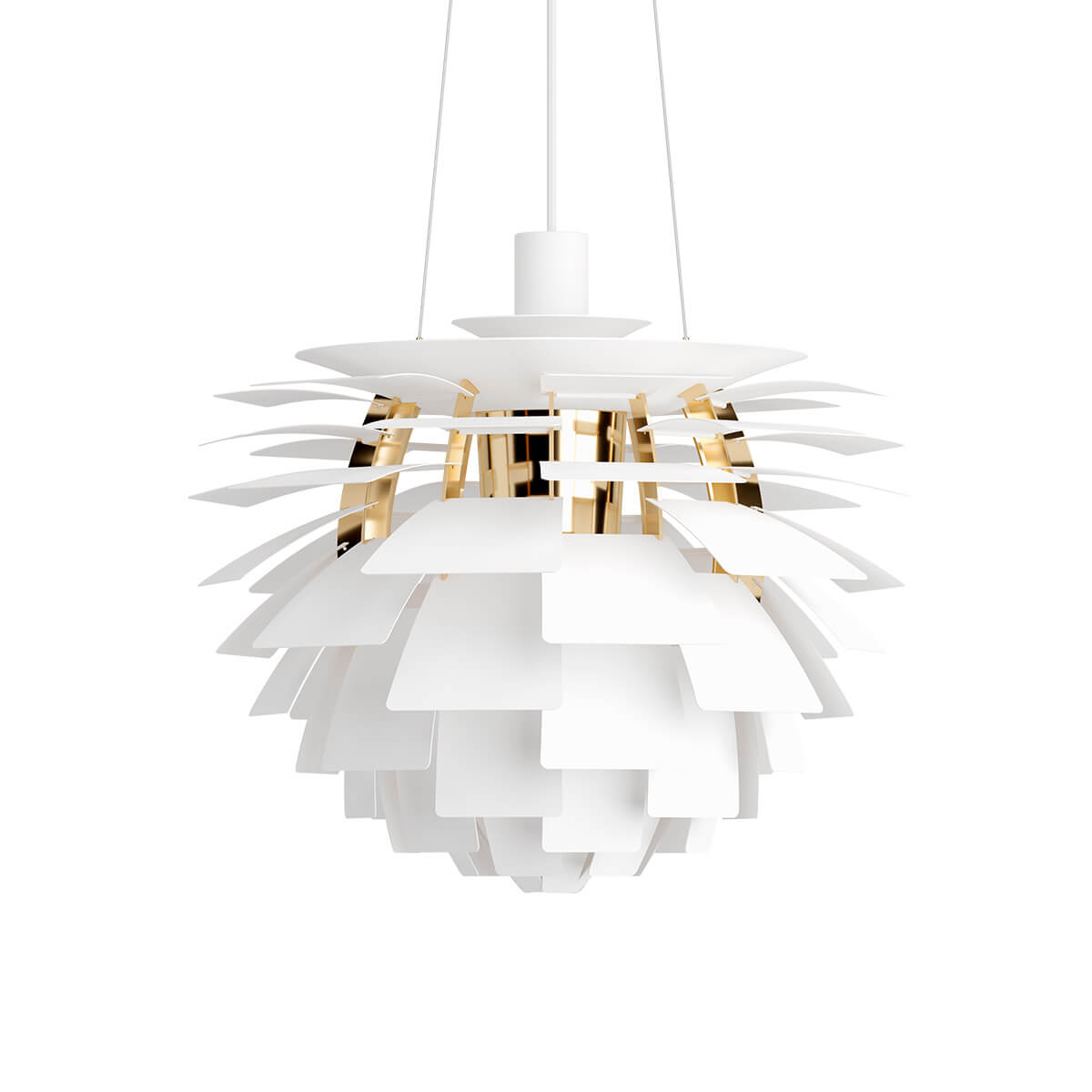 Louis Poulsen PH Artichoke 480 Pendelleuchte, Ø: 48 cm, Soft white / Messing (ausgeschaltet)