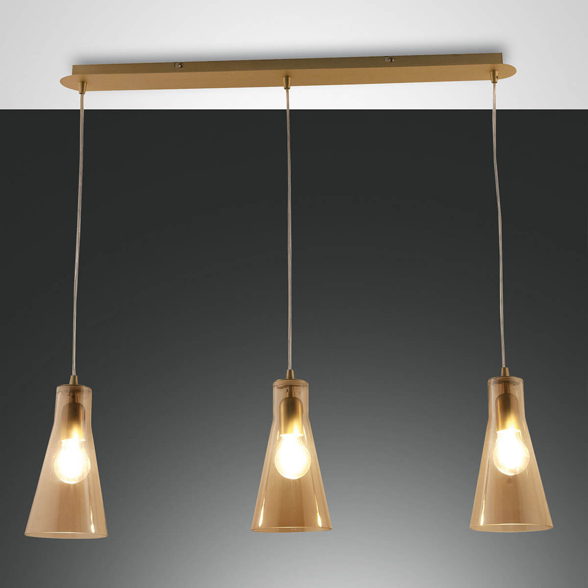 Fabas Luce Dafne Pendelleuchte, 3-flg., amber