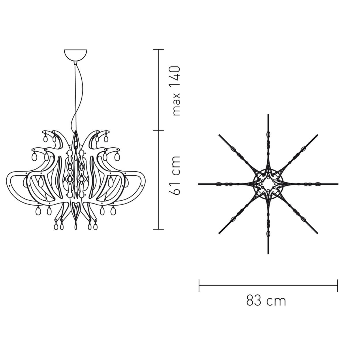 Slamp Medusa Suspension, Maßzeichnung