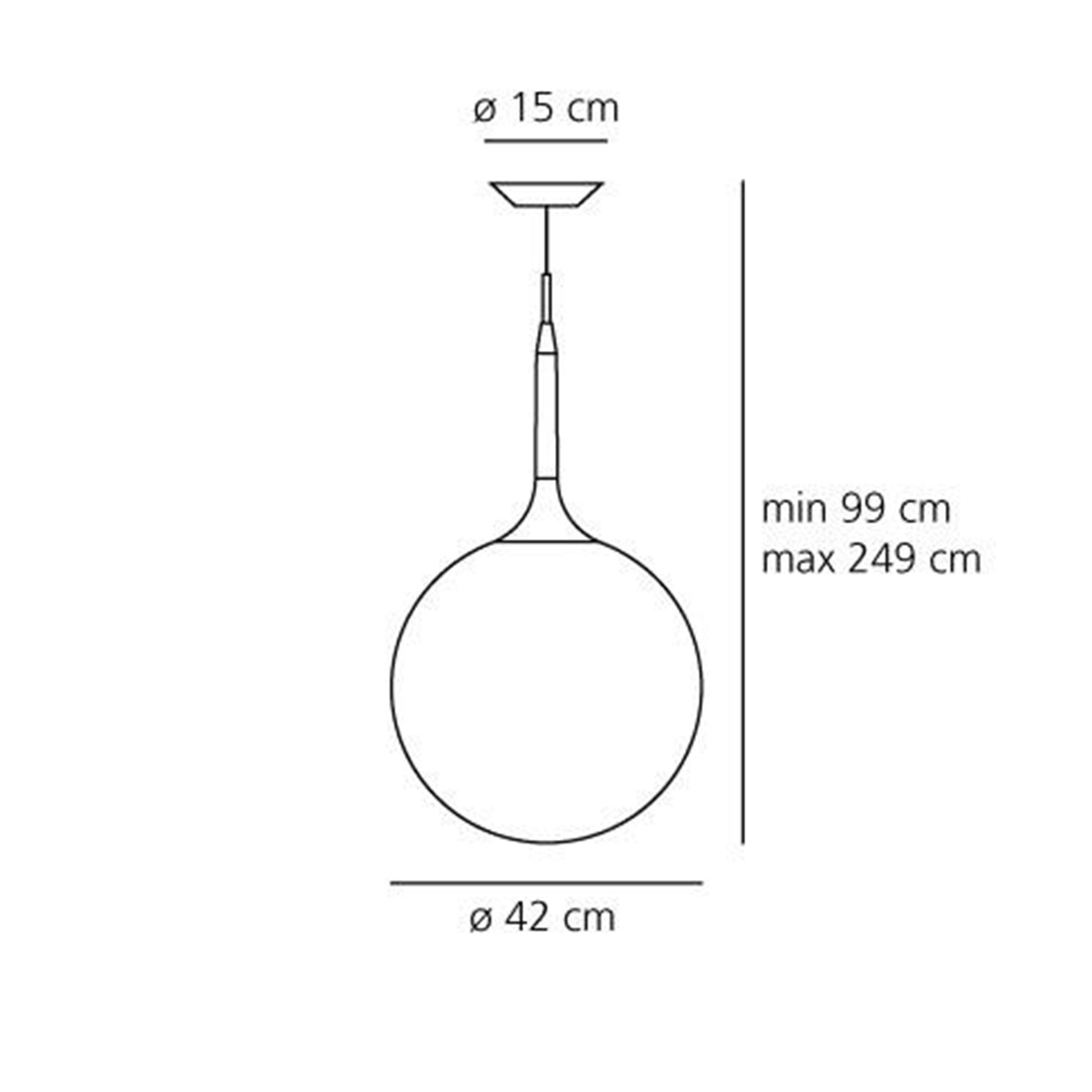 Artemide Design Castore Sospensione, Ø: 42 cm, weiß, Zeichnung