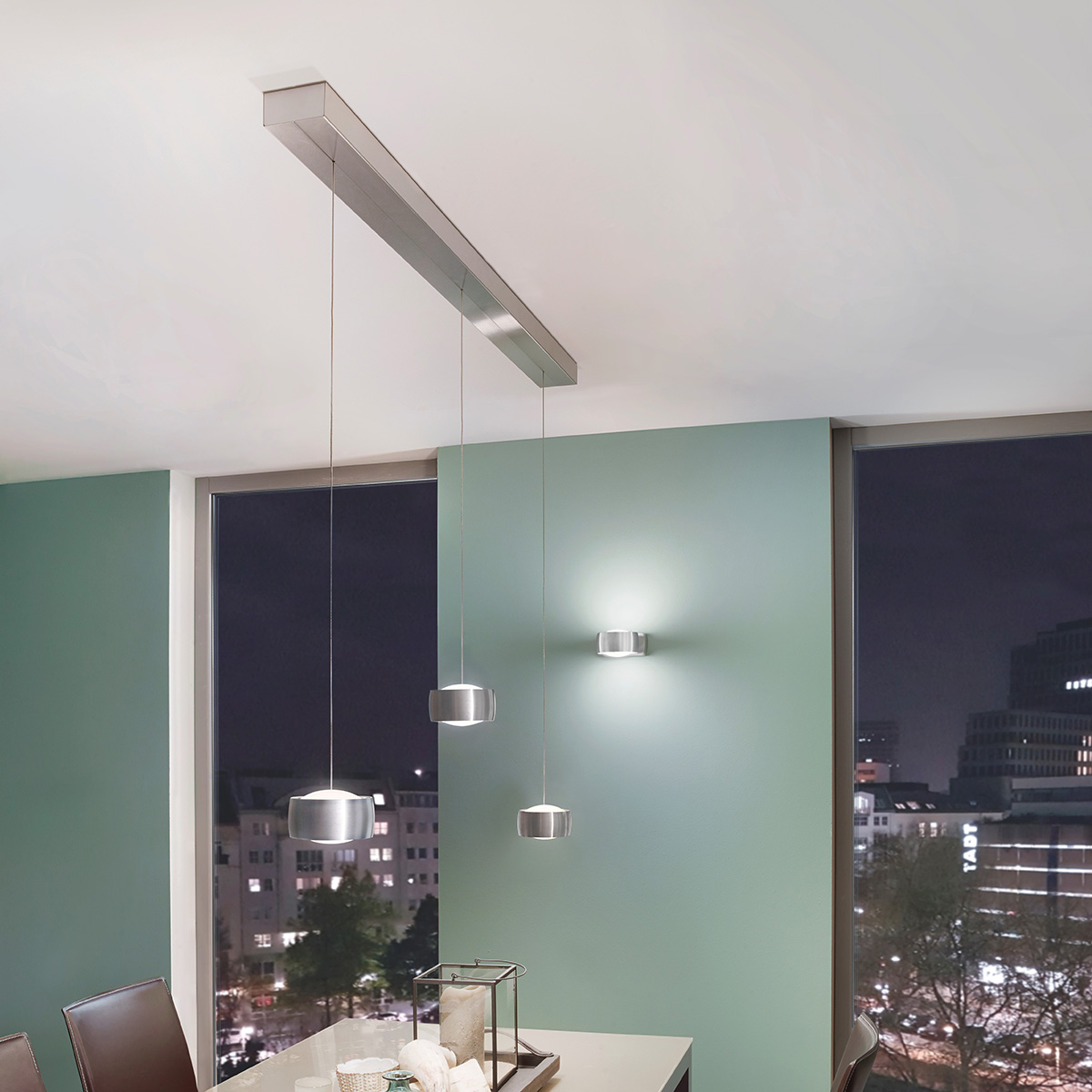 Oligo Grace LED Wandleuchte, Alu gebürstet / Chrom matt