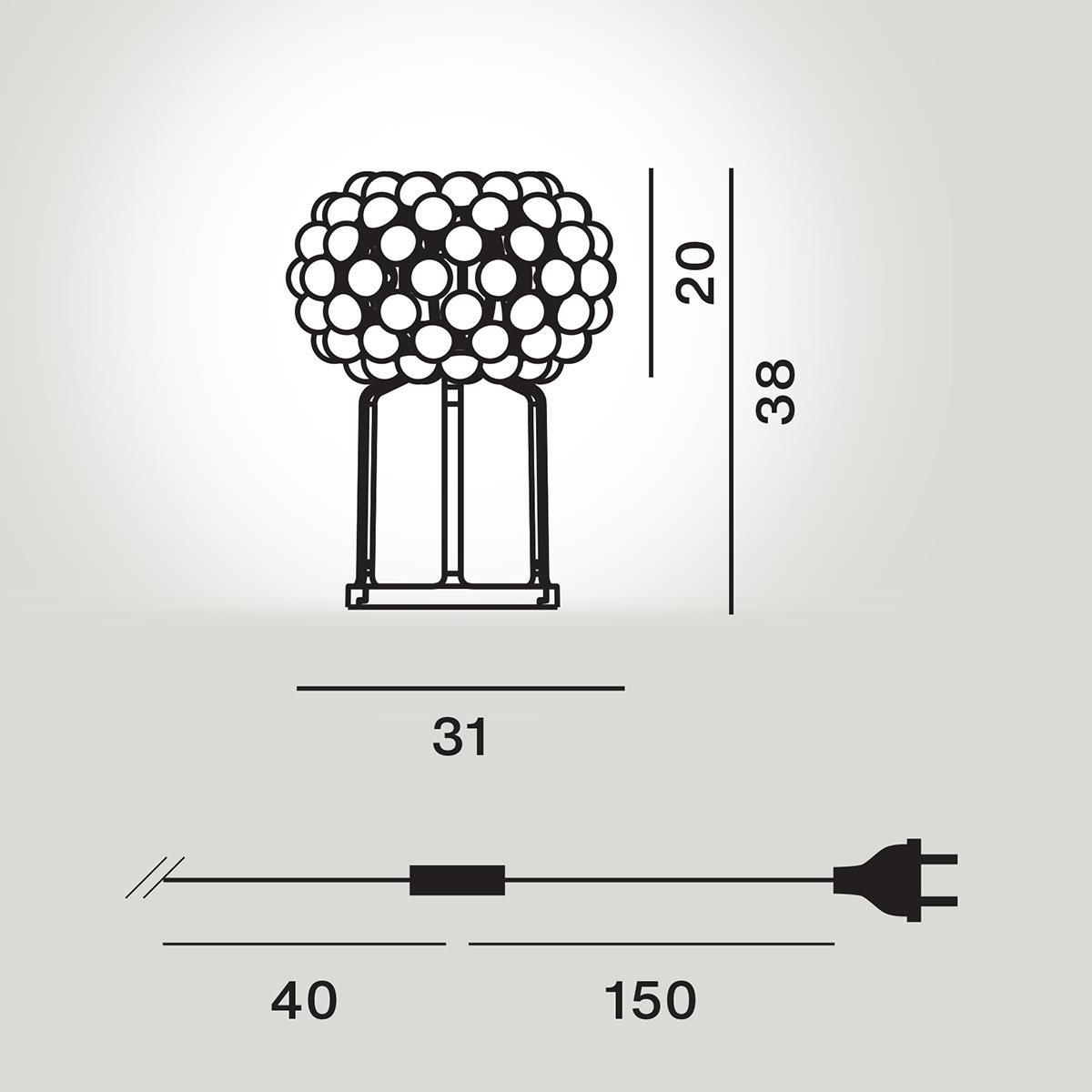 Foscarini Caboche Plus LED Tavolo, Maßzeichnung