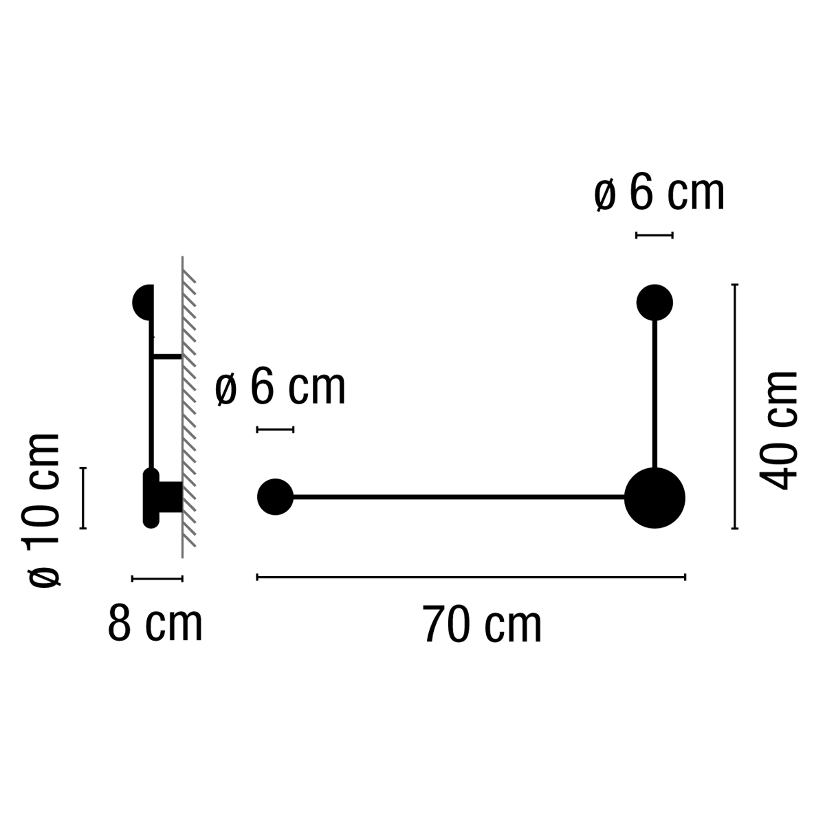 Vibia Pin 1694 LED Wandleuchte, Maßzeichnung