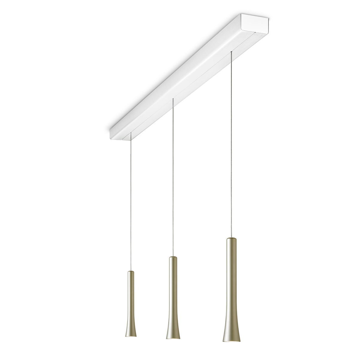 Oligo Rio LED Pendelleuchte, 3-flg., unsichtbare Höhenverstellung, Baldachin: weiß matt, Pearl silver