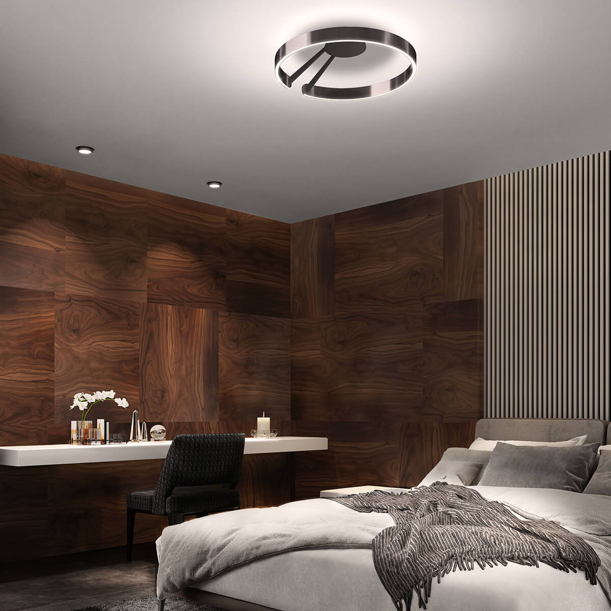 Occhio Mito aura 60 wide LED Wand- / Deckenleuchte, Base: schwarz matt, phantom