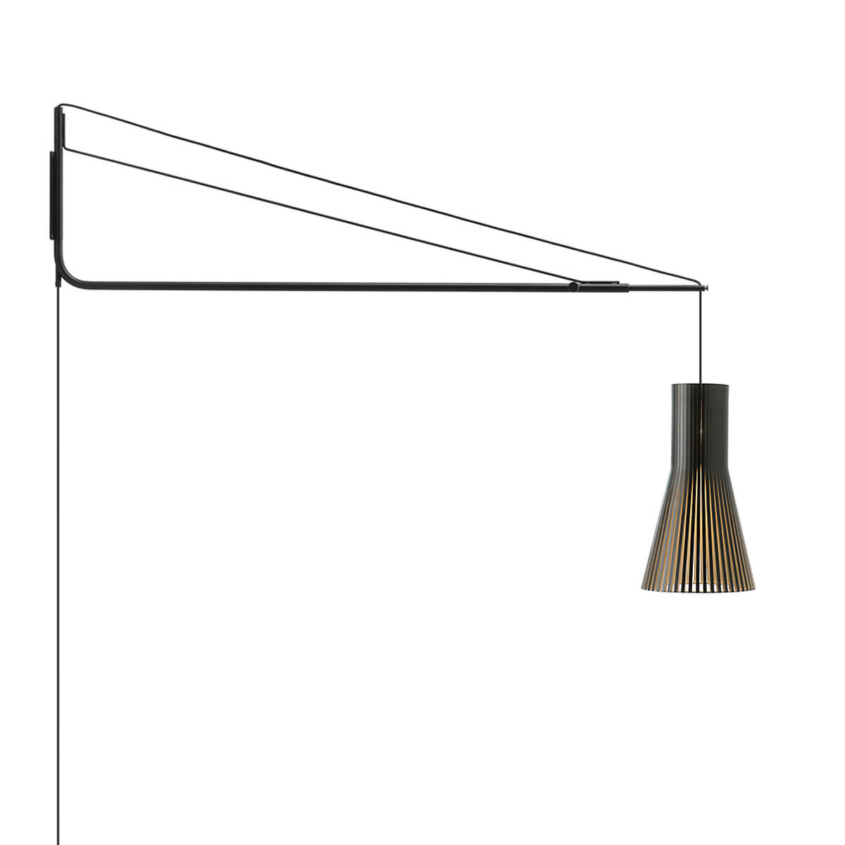 Secto Design Varsi 1000 Wandleuchte mit Secto Small 4201, schwarz, Schirm: schwarz laminiert