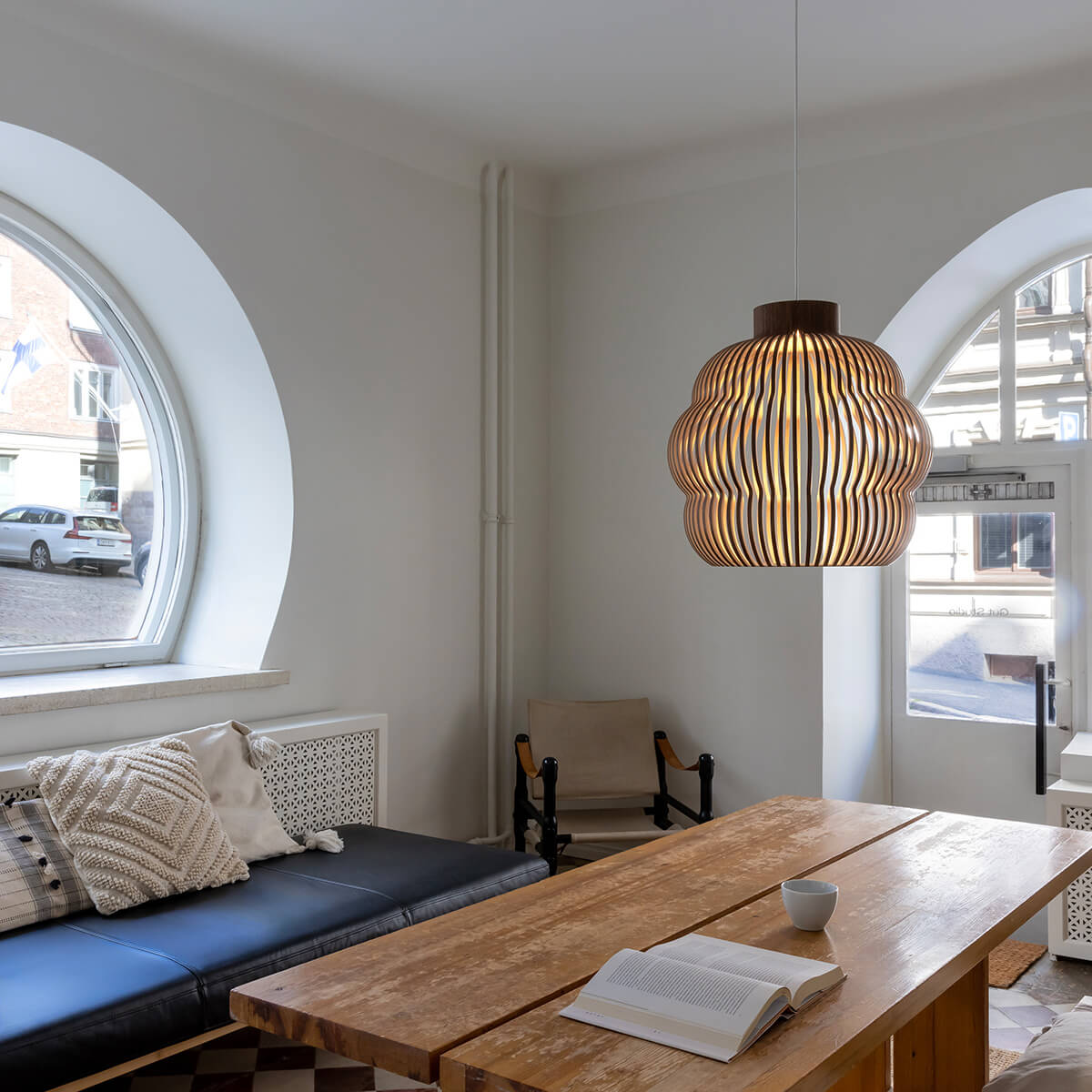 Secot Design Kumulo 5200 Pendelleuchte, Walnussfurnier, Kabel: weiß