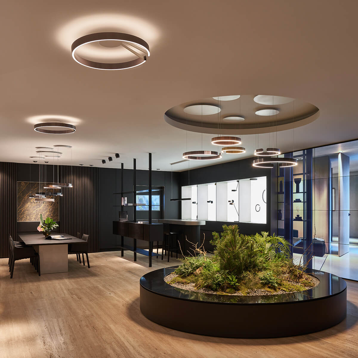 Occhio Mito aura 60 wide LED Wand- / Deckenleuchte, Base: weiß matt, gold matt