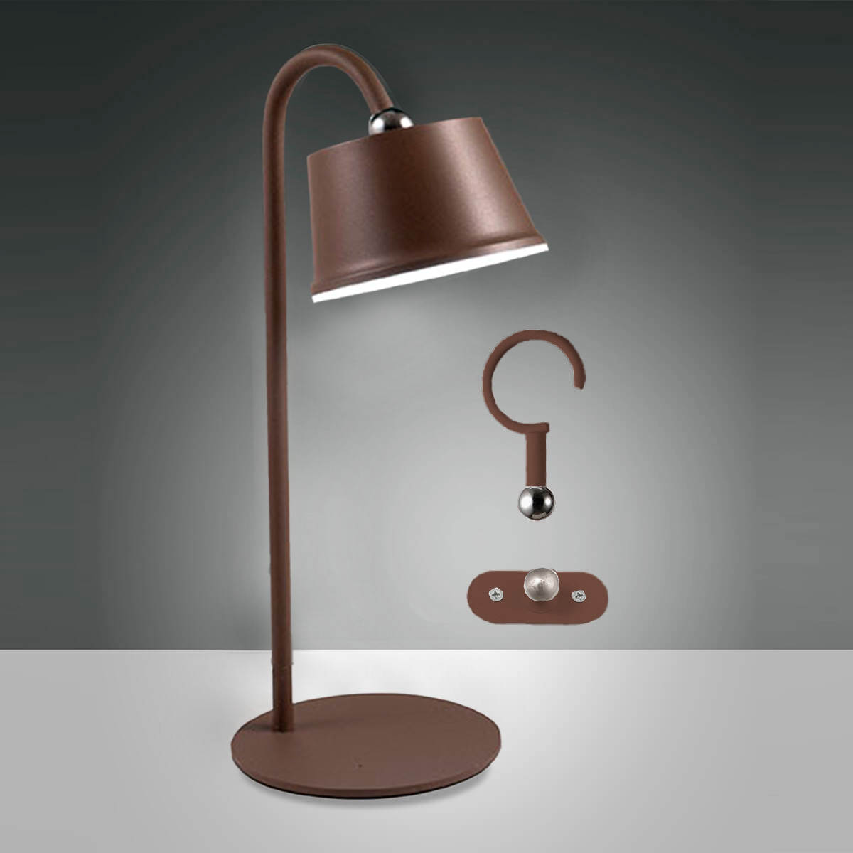 Fabas Luce Armanda LED Akkuleuchte, rostbraun (Haken und Magnetwandhalterung inbegriffen)