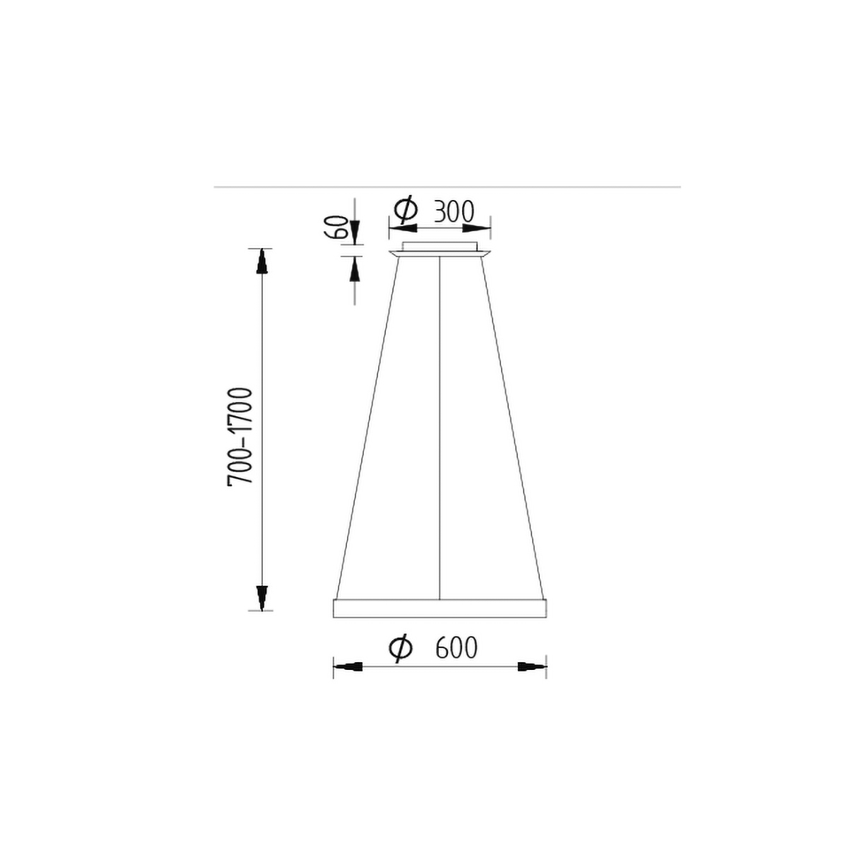 Knapstein Sara-60 LED Pendelleuchte, Maßzeichnung