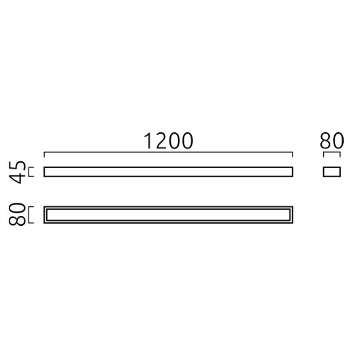 Helestra Theia LED Wandleuchte, Länge: 120 cm, Maßzeichnung