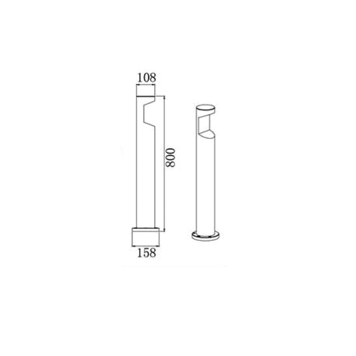Mobilux Doorway Pollerleuchte, Maßzeichnung