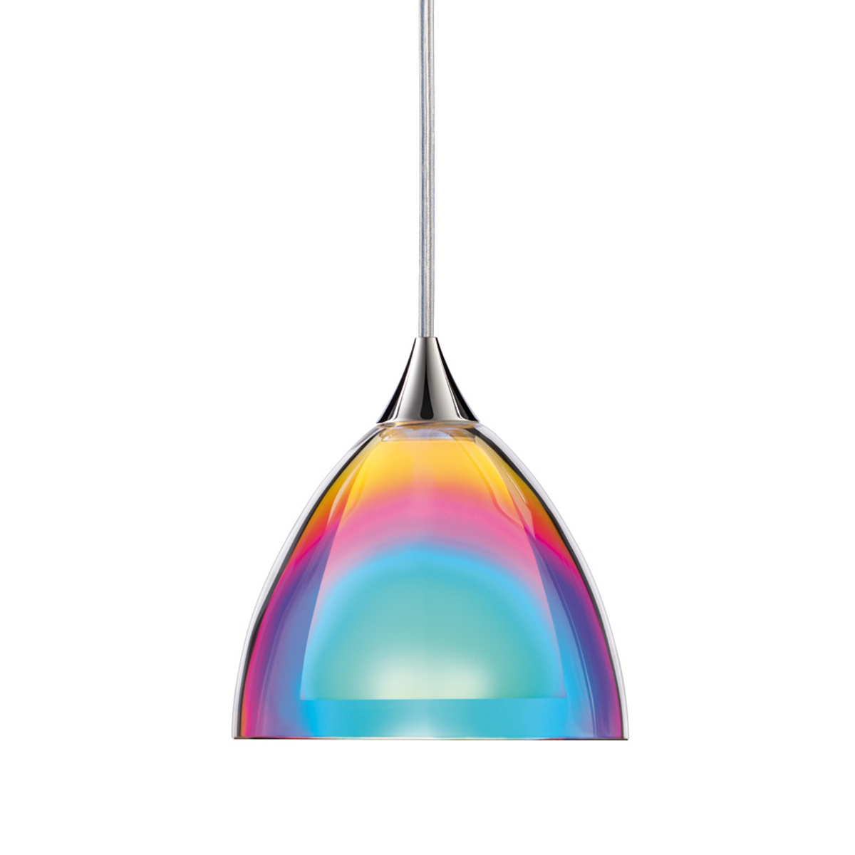 Bruck Duolare Silva Down 110 Pendelleuchte, Chrom, Glas: dichroitisch blau - magenta