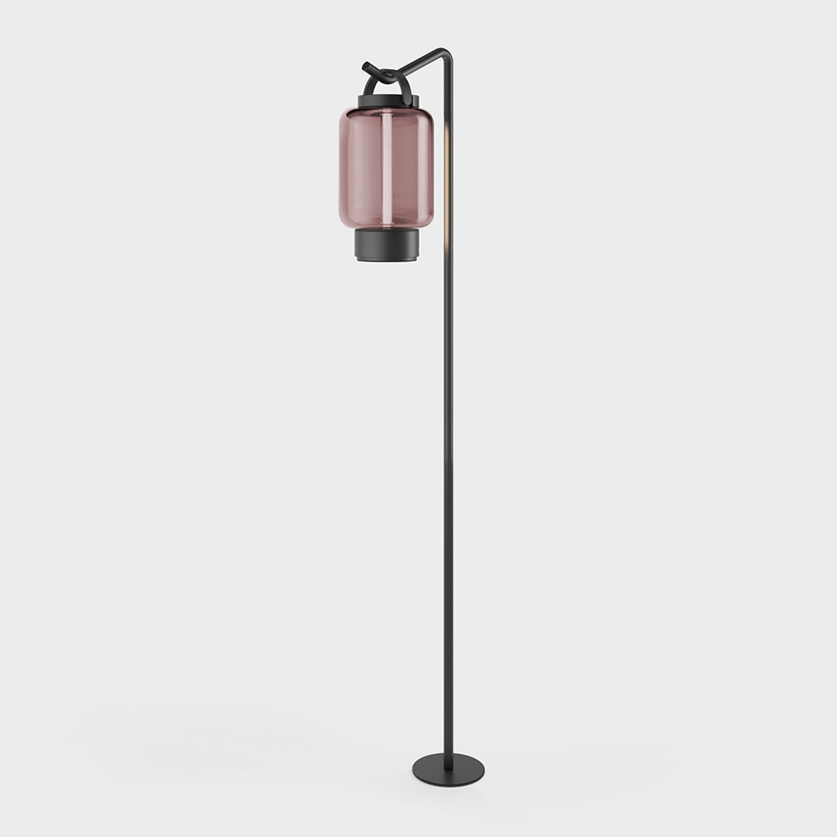 IP44.DE Qu LED Akkuleuchte mit Pin Erdspieß, jet black (schwarz), Glas: Rosé