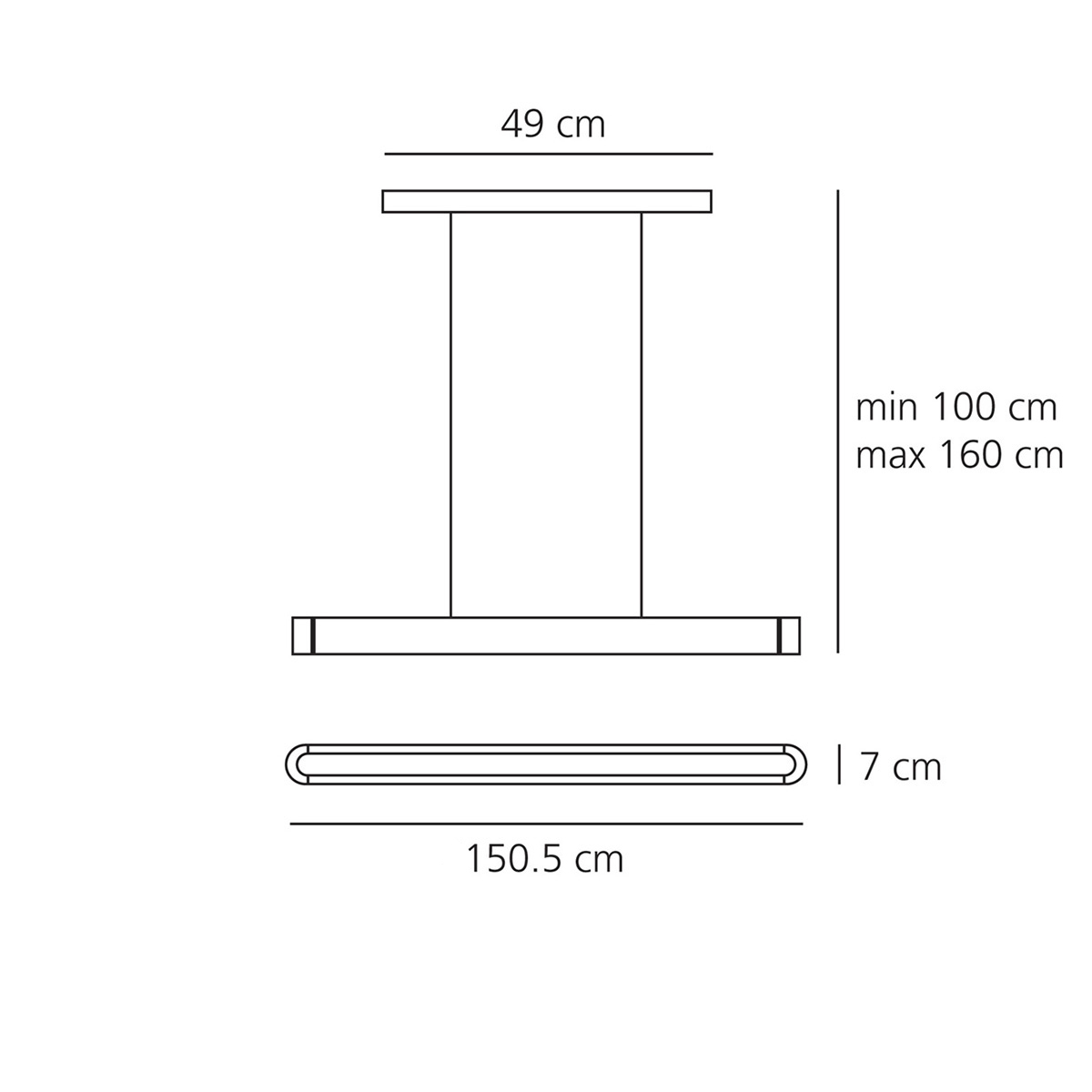 Artemide Talo 150 Sospensione LED, Maßzeichnung