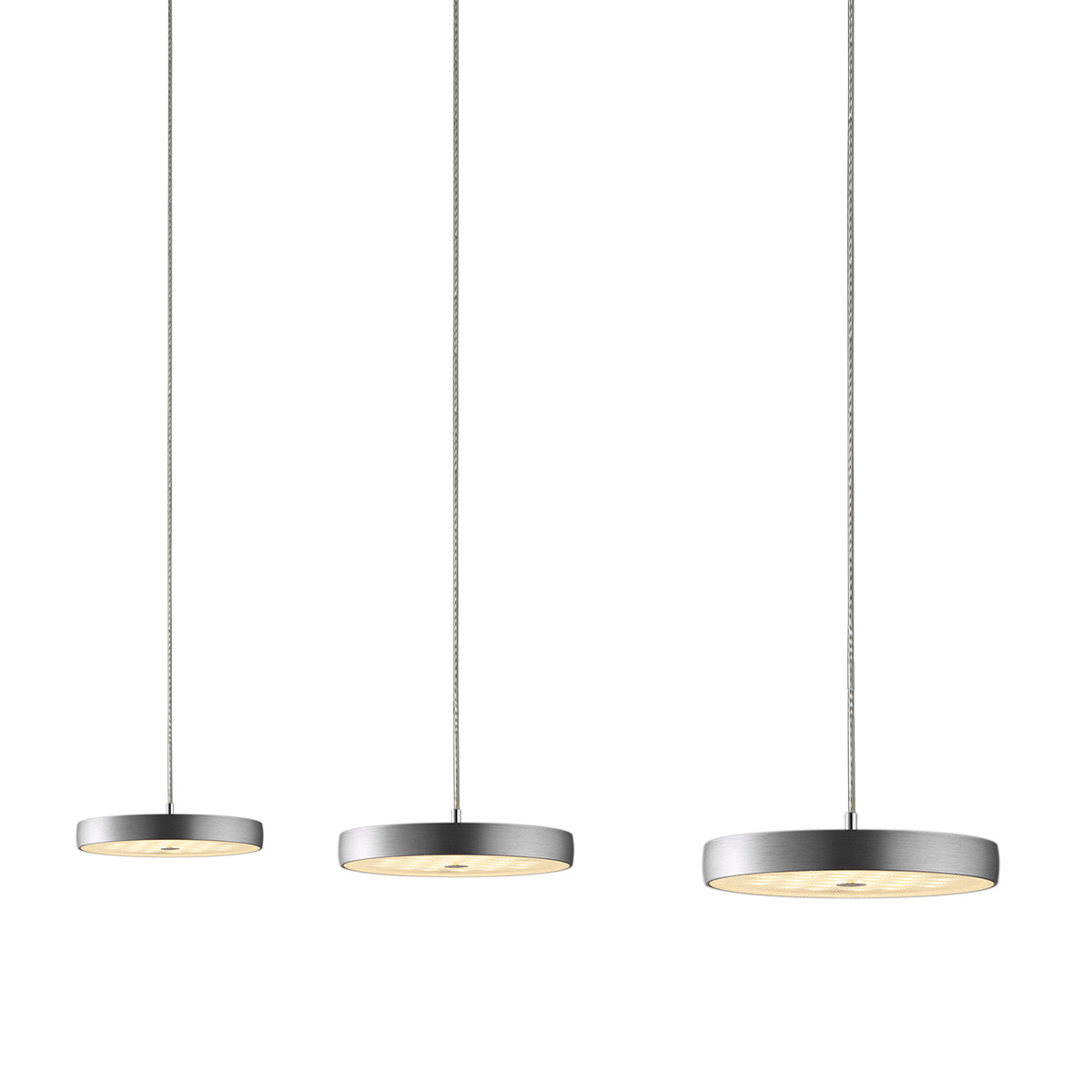 Oligo Decent LED Pendelleuchte, 3-flg., TW, unsichtbare Höhenverstellung, Baldachin: weiß matt, Aluminium gebürstet