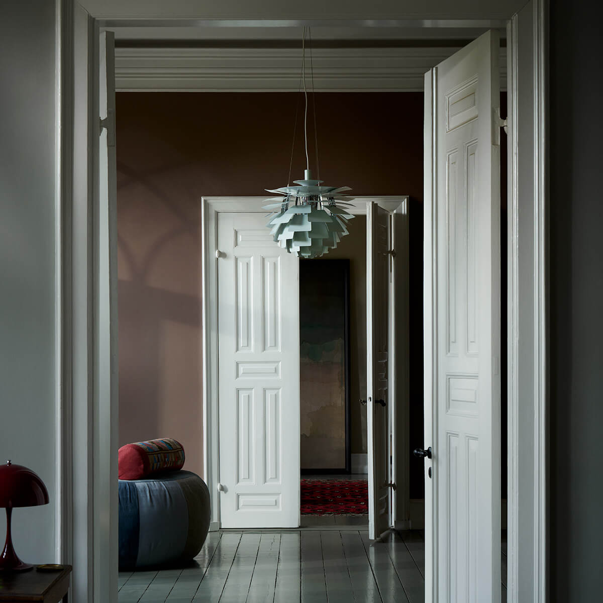 Louis Poulsen PH Artichoke 600 Pendelleuchte, Ø: 60 cm, Dusty green / Chrom