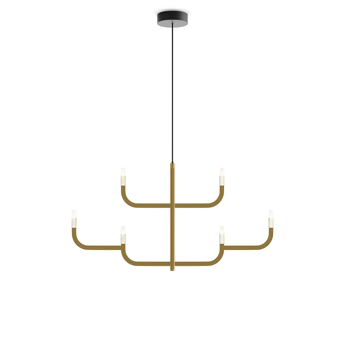 Luceplan J-us LED Sospensione, C Konfiguration, Gold satiniert