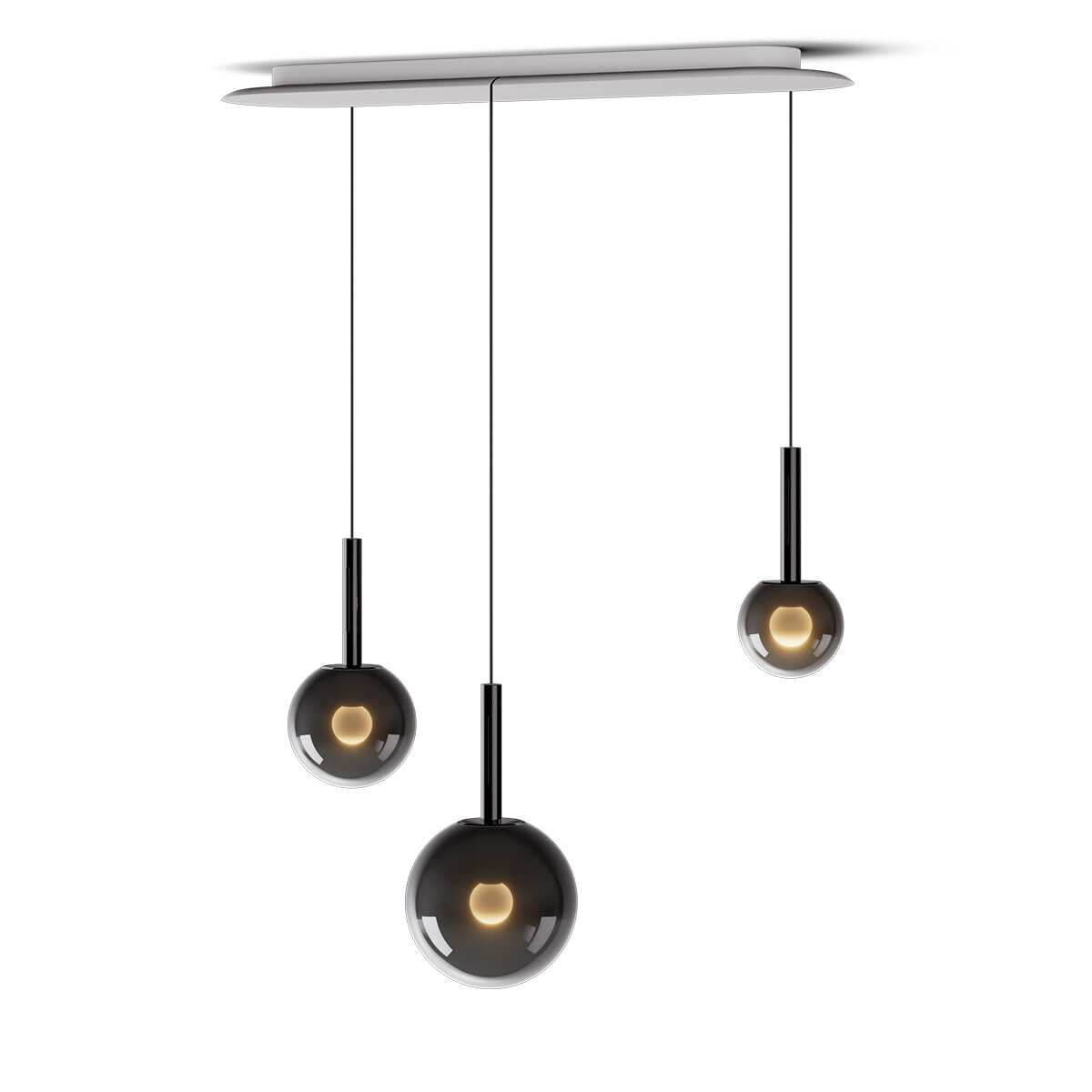 Occhio Luna sospeso cloud 3 L fix LED Pendelleuchte, 20–170 cm, dark chrome