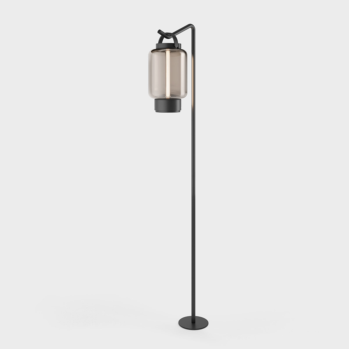 IP44.DE Qu LED Akkuleuchte mit Pin Erdspieß, black (schwarz), Glas: Amber