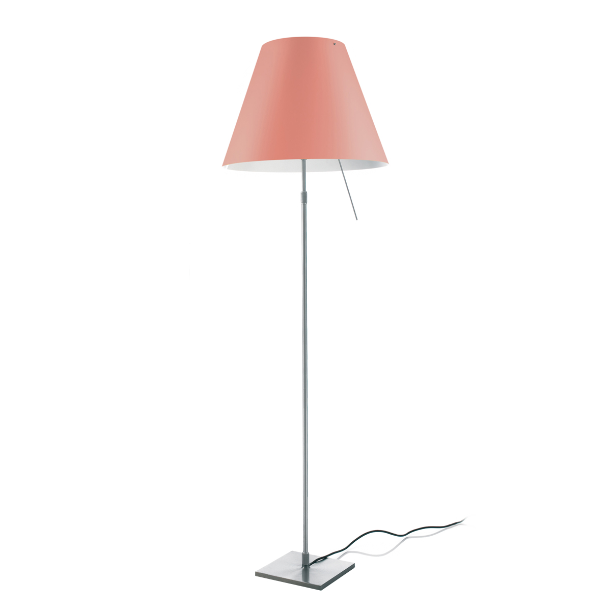 Luceplan Costanza Terra Teleskop mit Touchdimmer, Alu, Schirm: mystisches Rosa (ausgeschaltet)