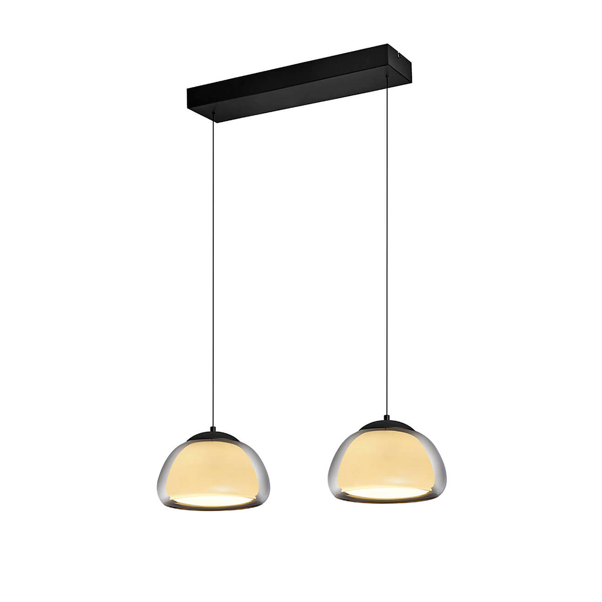 HELL Luxxo LED Pendelleuchte, 2-flg., schwarz / Rauchglas Luxxo LED Pendelleuchte, 2-flg.