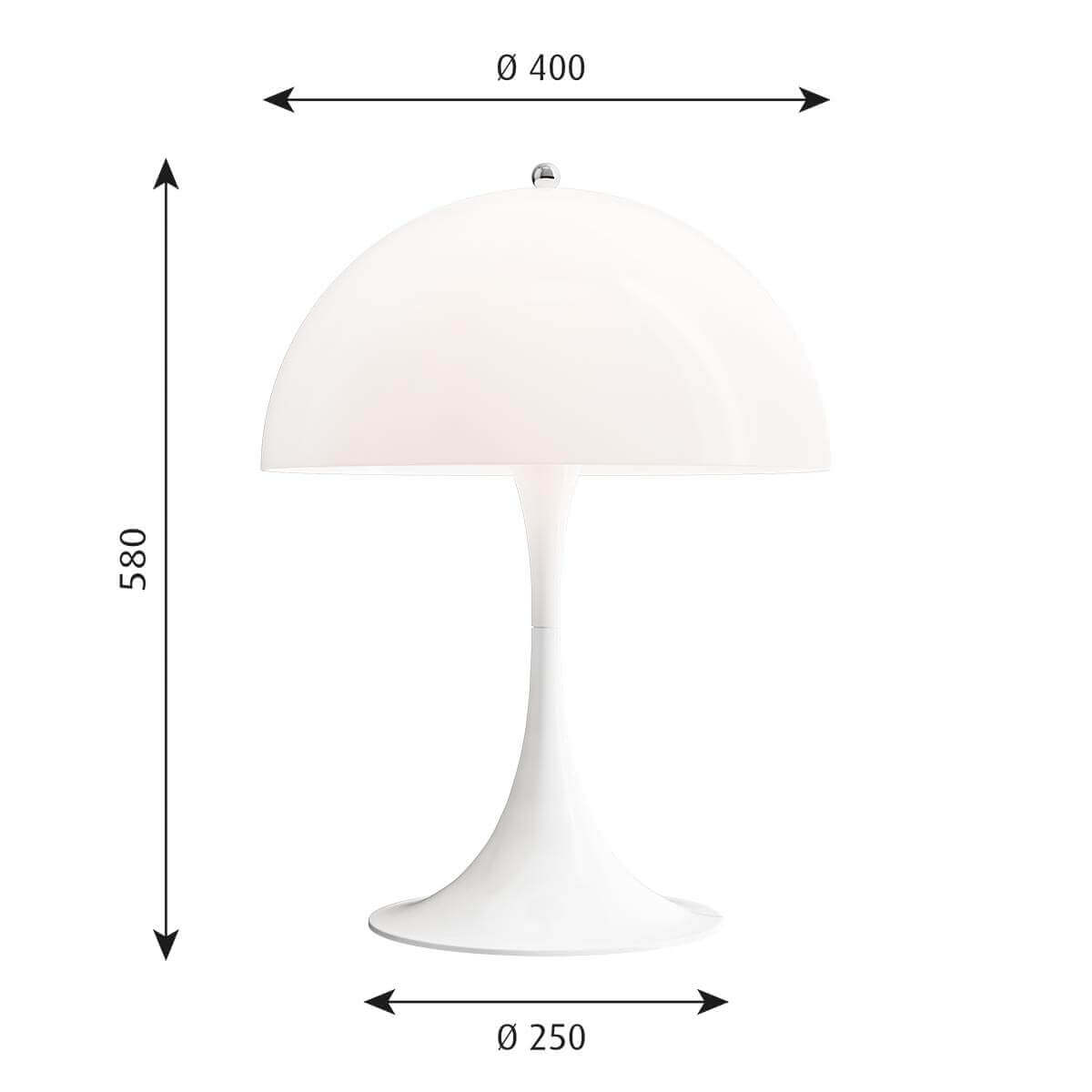 Louis Poulsen Panthella 400 Tischleuchte, Maßzeichnung – Design by Verner Panton