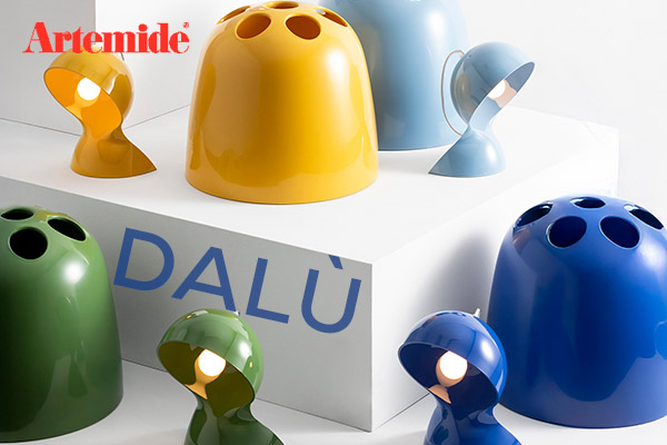 Artemide Dalù Tischleuchten: Farbige Designer-Lampen in einem modernen Interieur