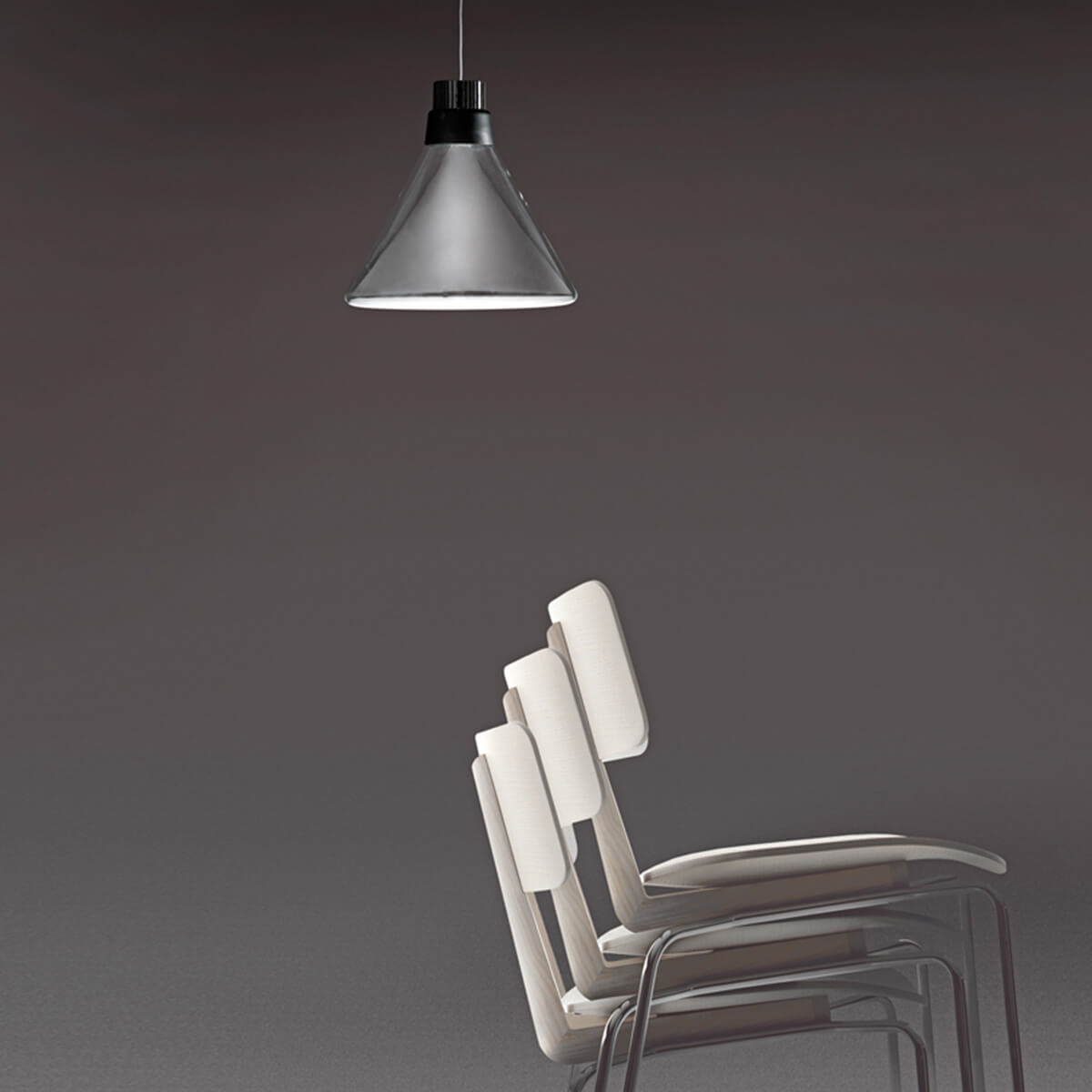 Fabbian Polair LED Pendelleuchte, schwarz / transparent