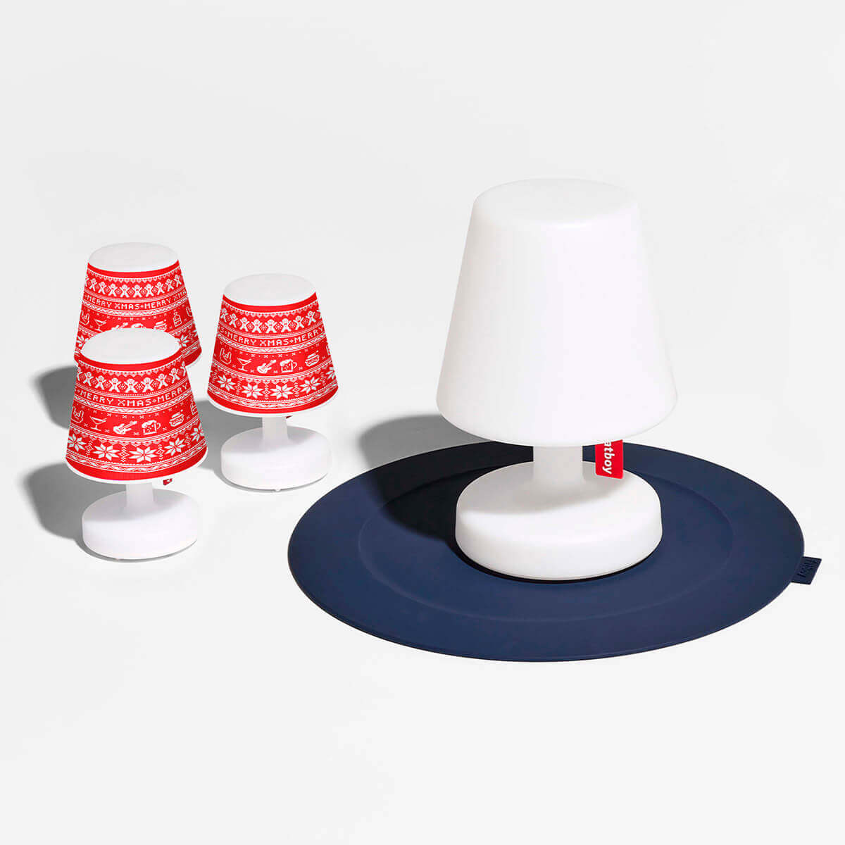 Fatboy Edison the Mini LED Akkuleuchte, 3er-Set, mit X-mas Mini Cappie Set Xmas Sweater, rot