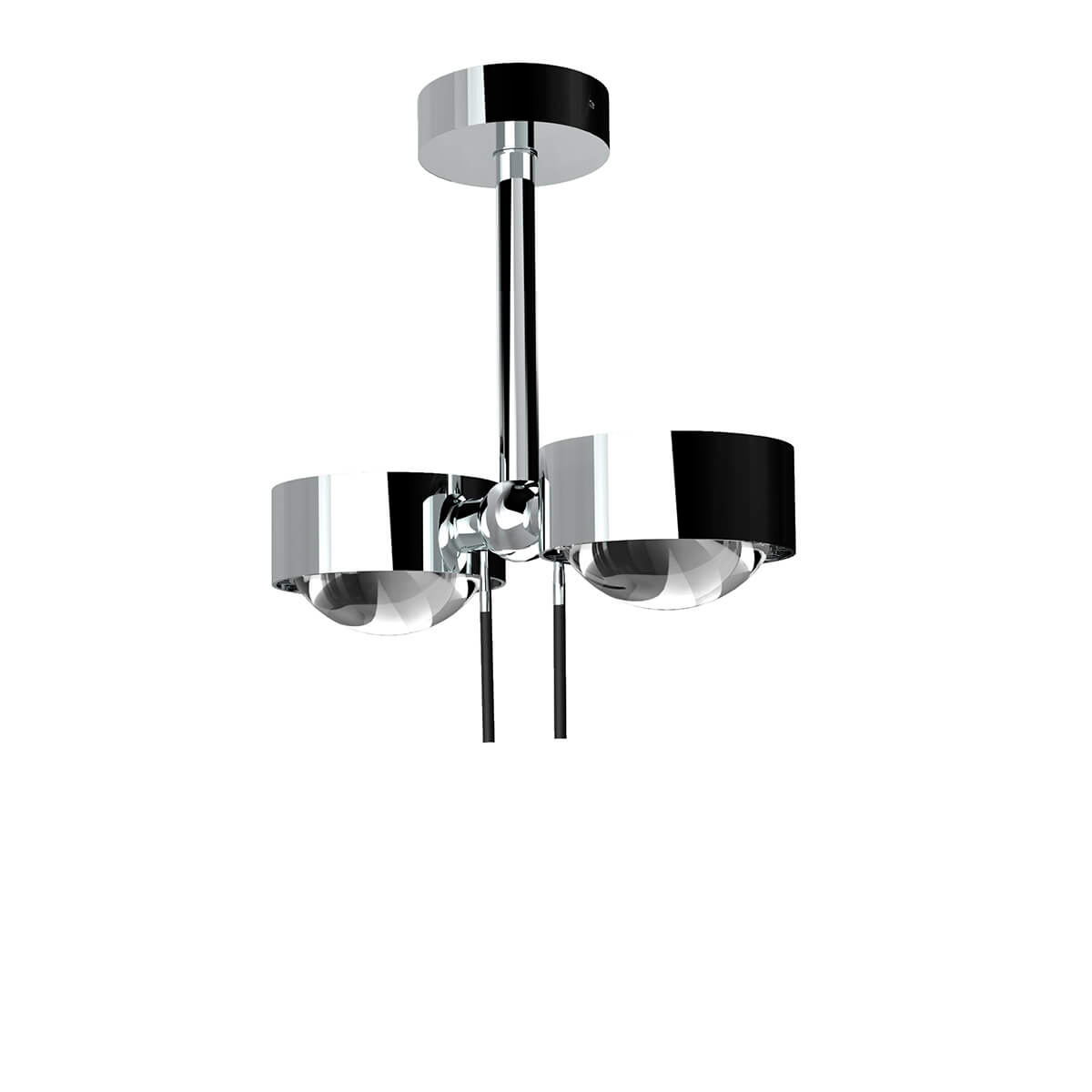 Top Light Puk Mini Side Twin Ceiling Deckenleuchte, 10 cm, Gehäuse, Chrom, mit Linse klar / Glas satiniert (nicht inbegriffen)