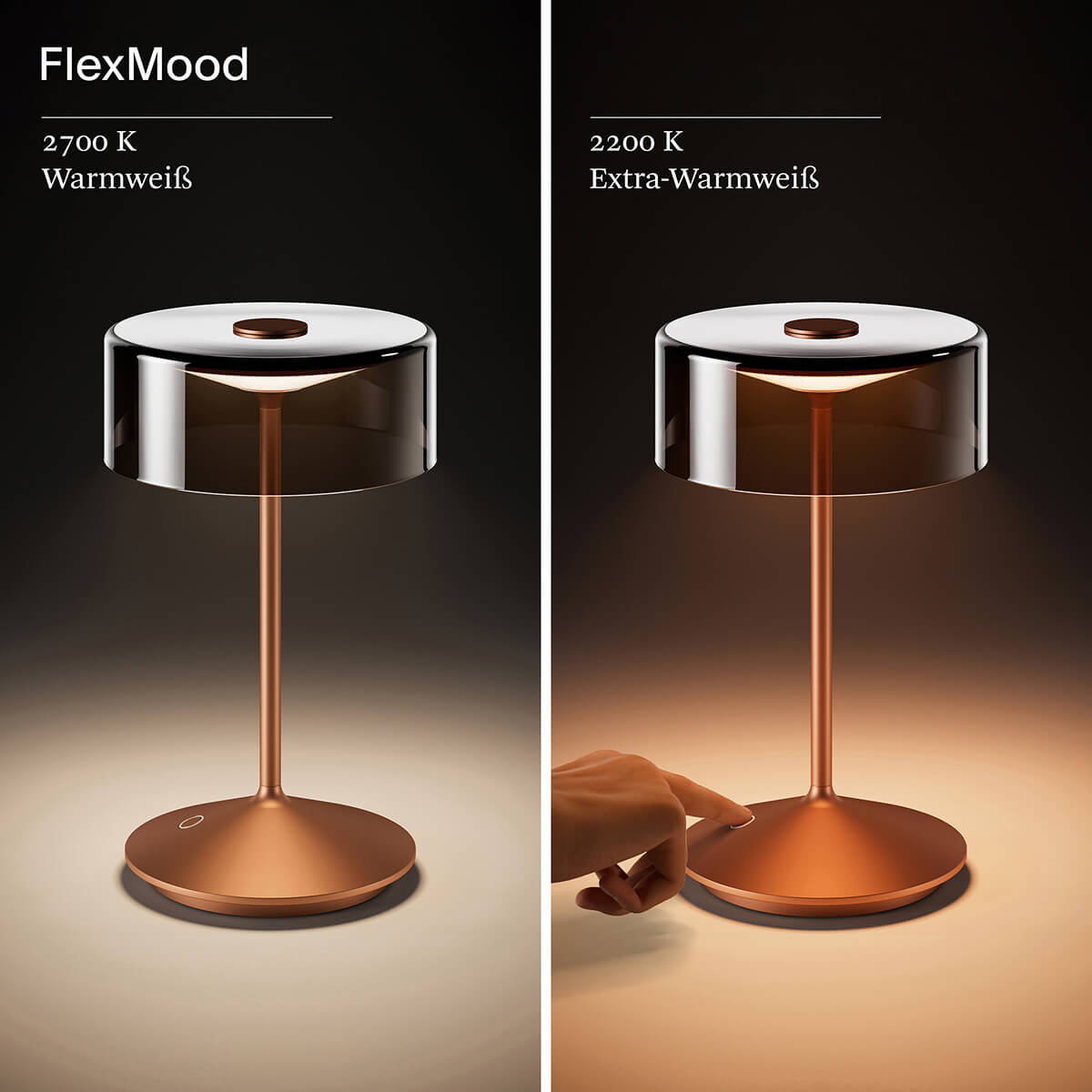 Sigor Numotion LED Akkuleuchte, Bronze eloxiert, Flex-Mood