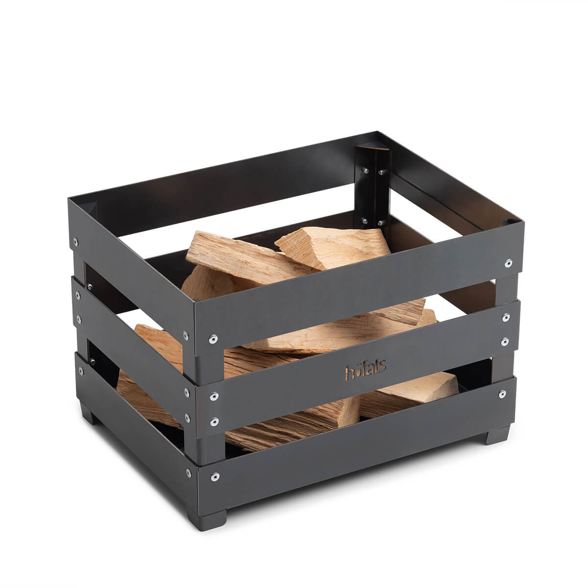 Höfats Crate Feuerkorb, Grill & Hocker, Corten-Stahl, Verwendung als Feuerkorb oder Holzablage (Brennholz nicht inbegriffen) Crate Feuerkorb, Grill & Hocker