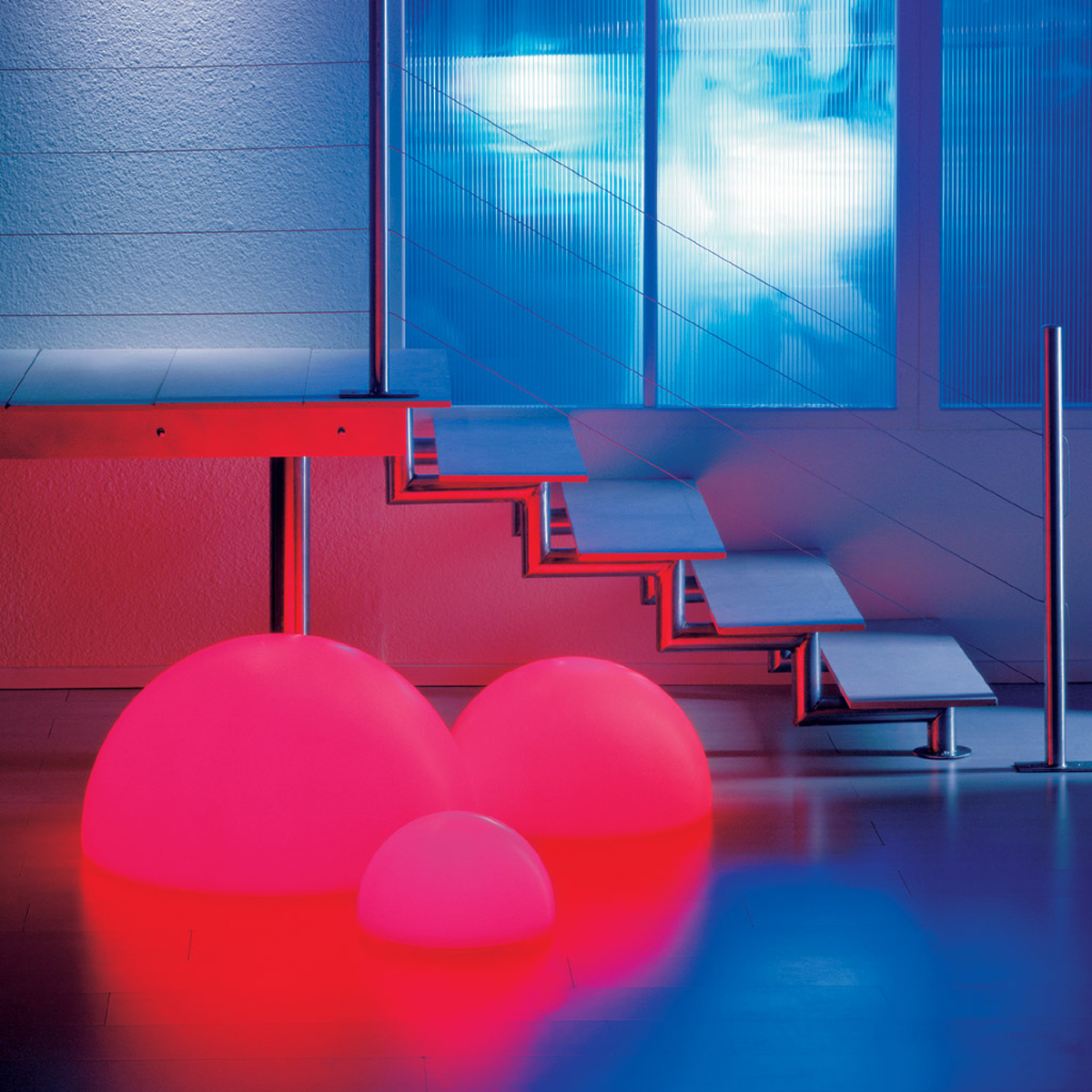 Moonlight Halbkugel HMFL Flexible Version mit Kabel, Ø: 35 cm, Ø: 75 cm und Ø: 55 cm, weiß, mit Farbfilter rot (als Zubehör erhältlich)