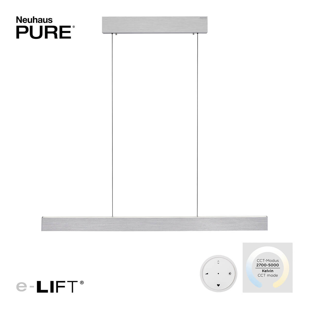 PURE E-Motion LED Pendelleuchte mit e-LIFT und CCT