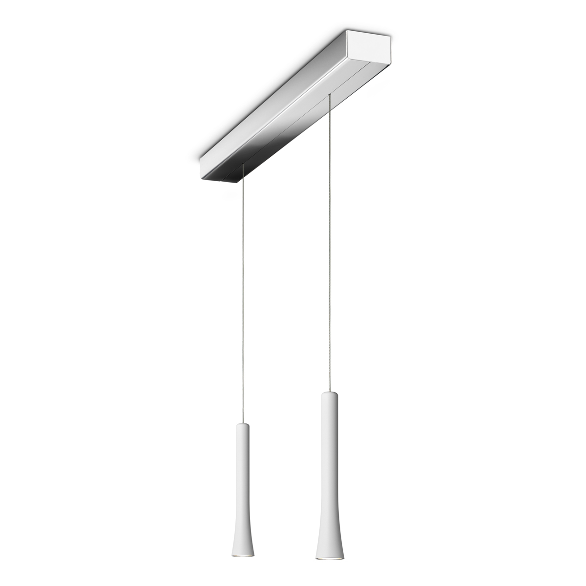 Oligo Rio LED Pendelleuchte, 2-flg., unsichtbare Höhenverstellung, Baldachin: Chrom, weiß matt