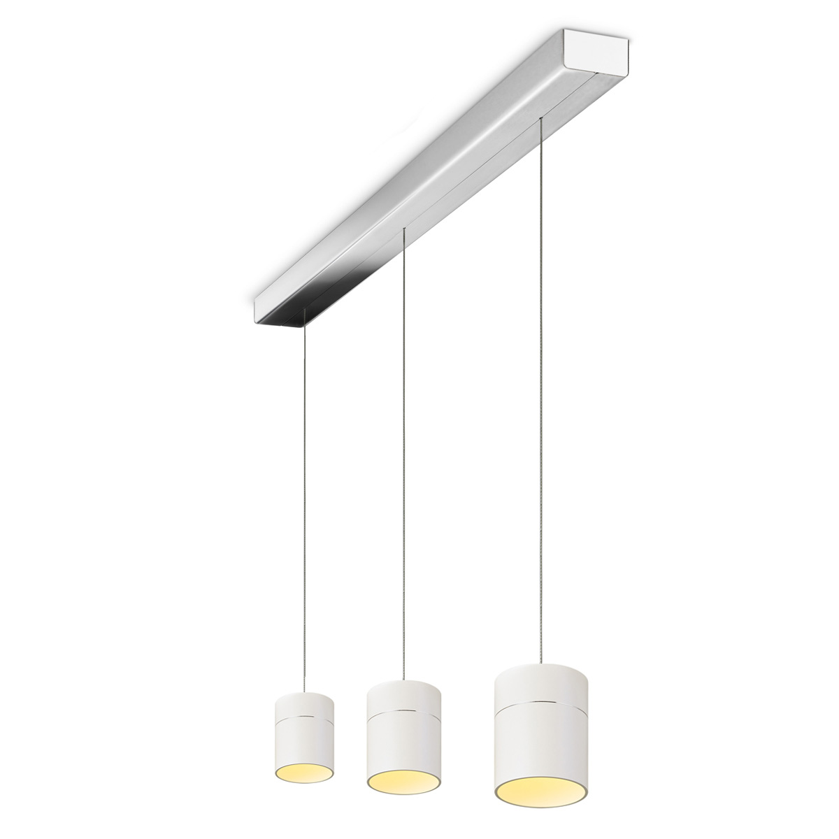 Oligo Tudor M LED Pendelleuchte, 3-flg., TW, unsichtbare Höhenverstellung, Baldachin: Chrom, weiß matt (creme)
