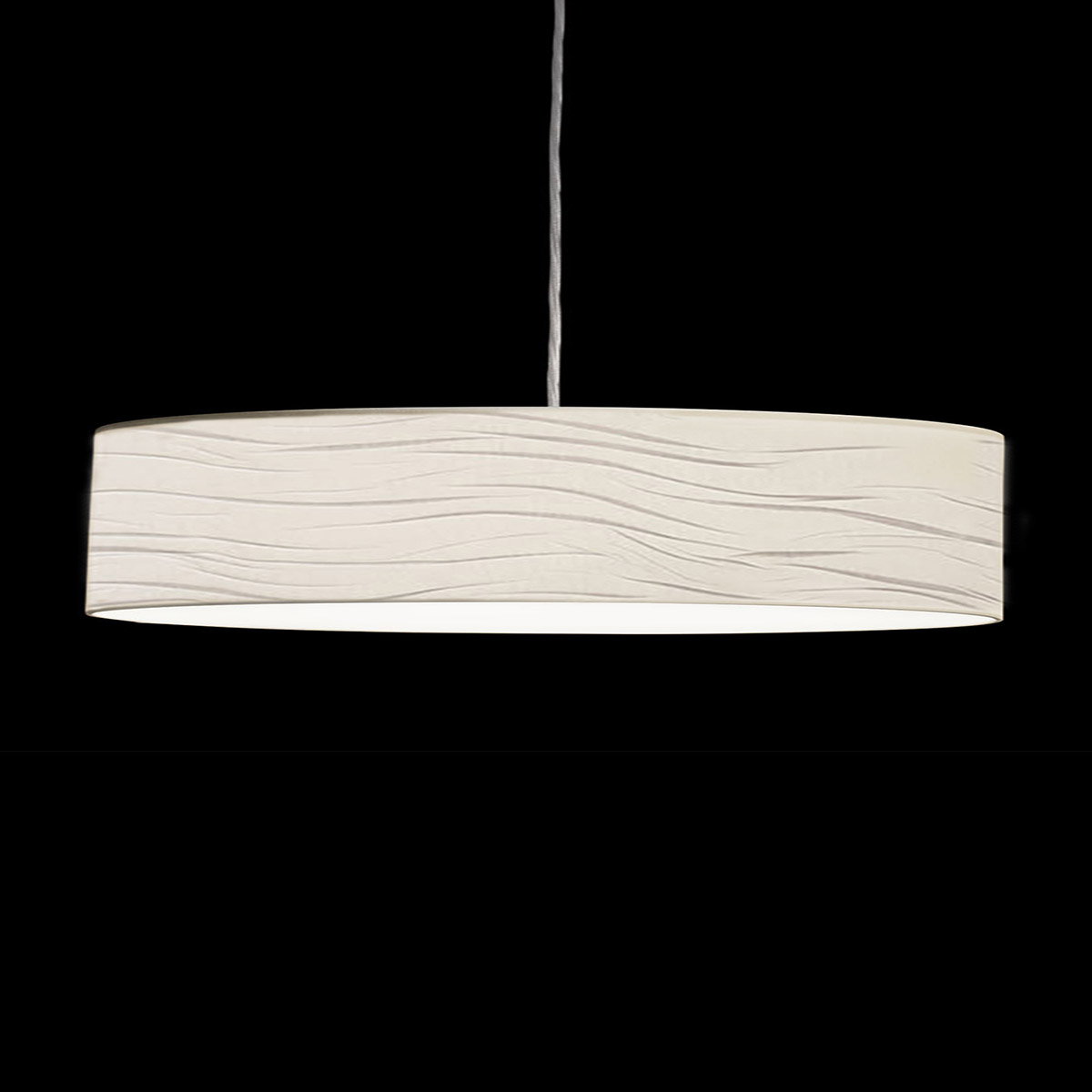 Holtkötter Vita P Pendelleuchte, Ø: 60 cm, Nickel matt, Chintz Wellenoptik weiß