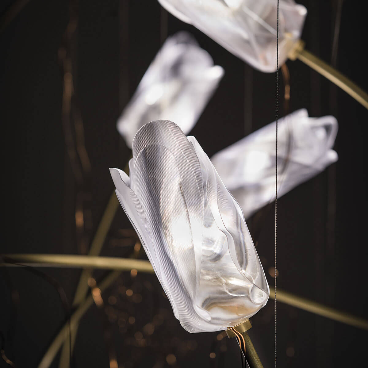 Slamp Tulip 7 Round LED Suspension, prisma / Messing