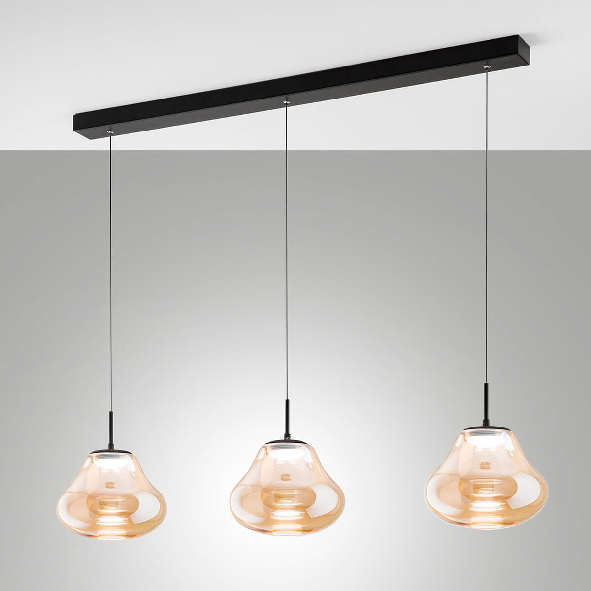 Fabas Luce Deva LED Pendelleuchte, 3-flg., Amber