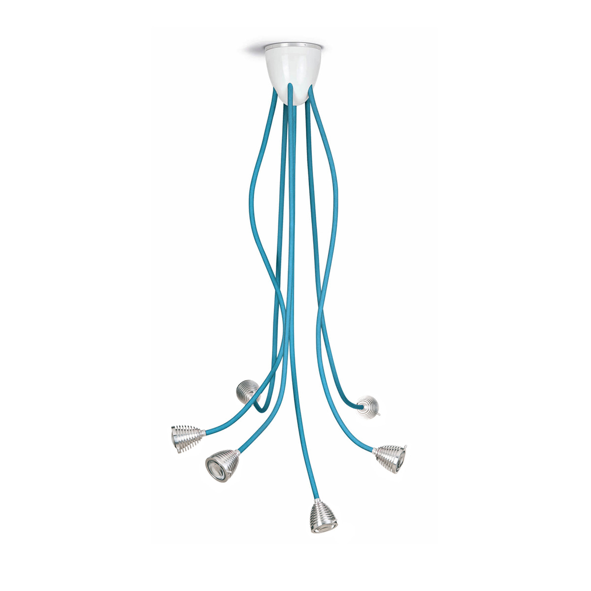 Less'n'more Athene LED Pendel - / Deckenleuchte, 6-flg., Textilkabel: blau